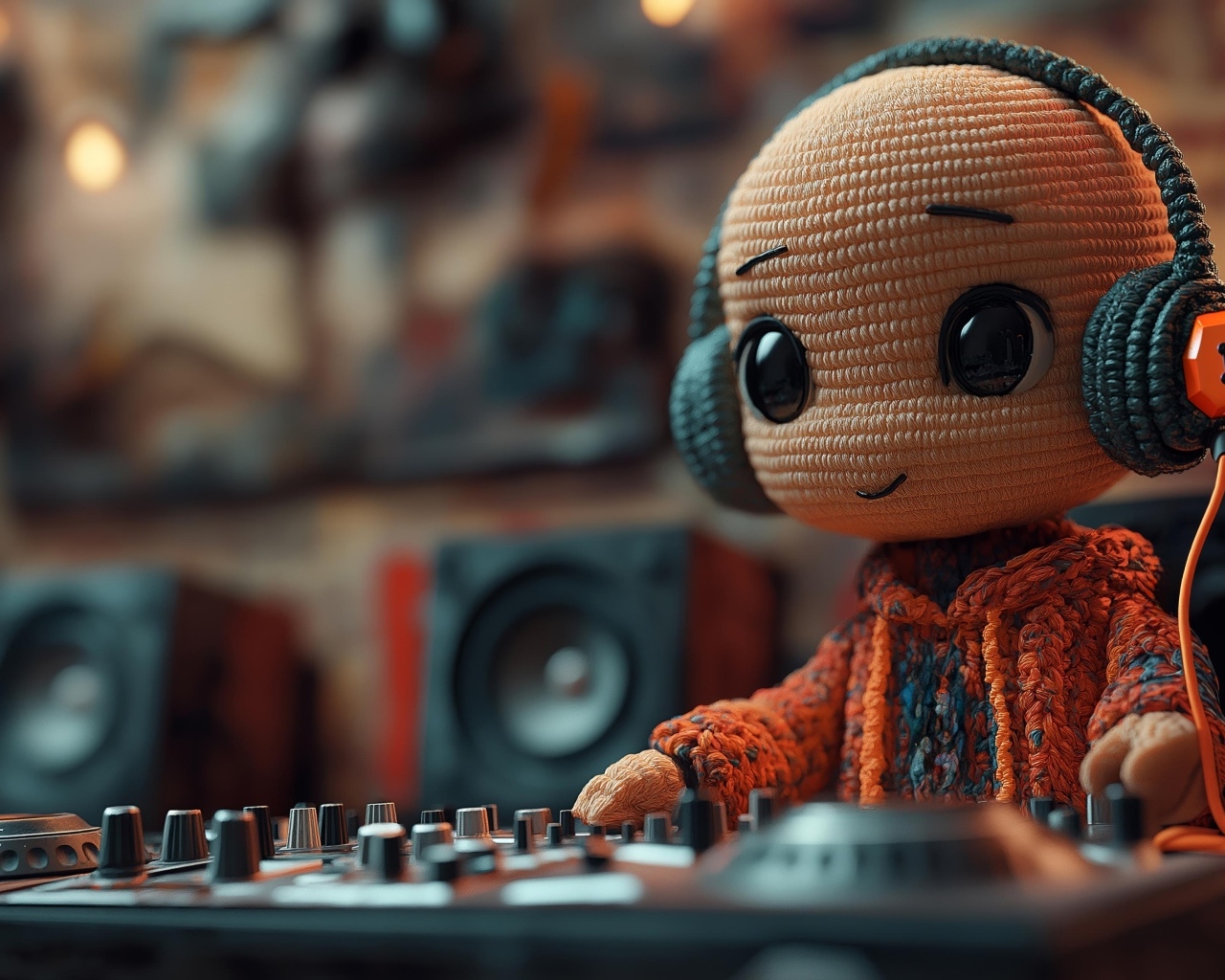 Вязаный диджей за пультом