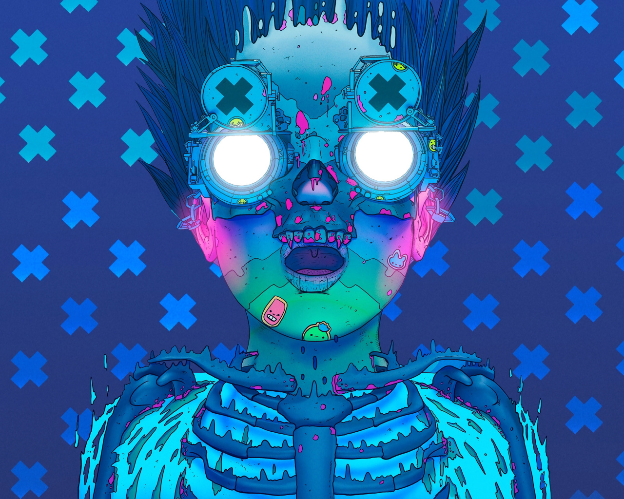 Человек с очками на синем фоне