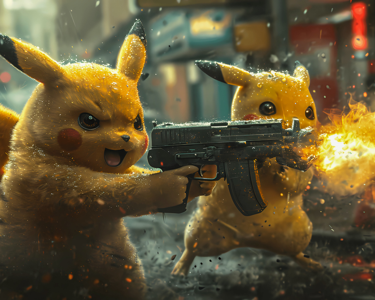 Покемоны Пикачу с автоматами