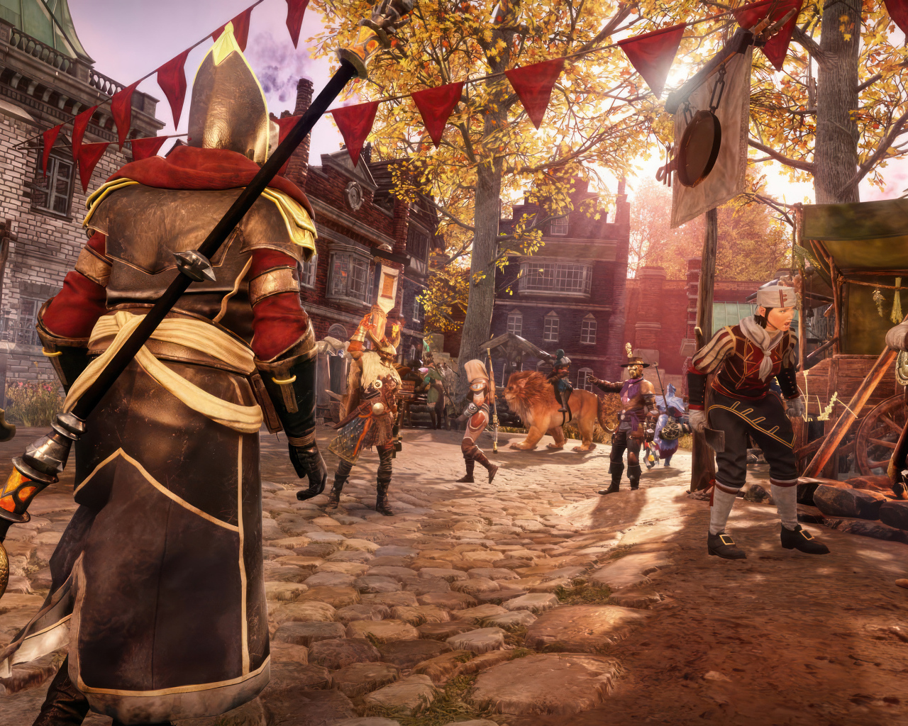 Улица города в компьютерной игре New World: Aeternum, 2024