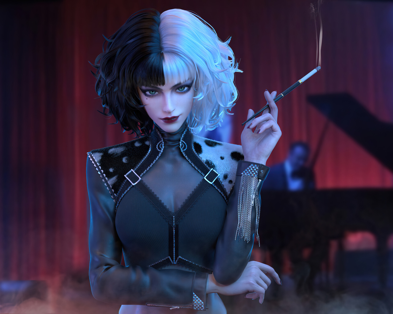 Персонаж Круэлла с сигаретой в руке