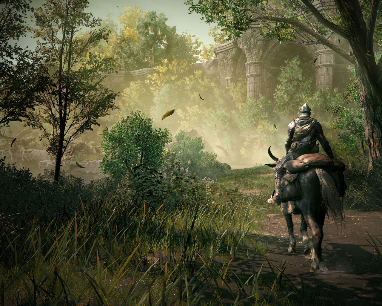 Рыцарь на коне, кадр компьютерной игры Elden Ring: Shadow of the Erdtree