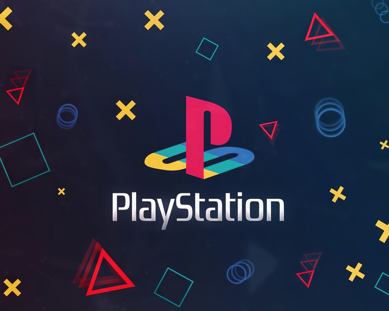 Логотип playstation с символами на черном фоне