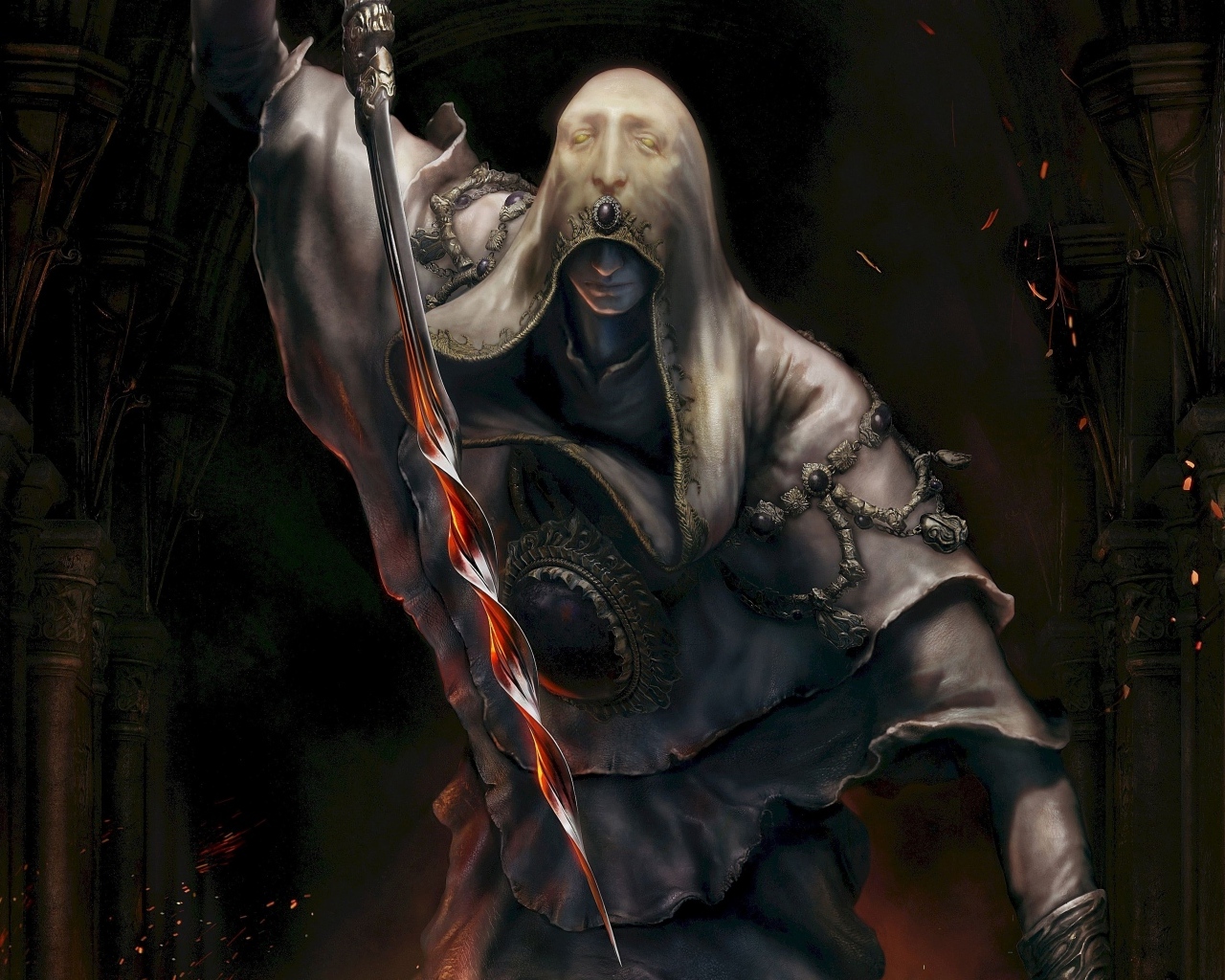 Воин в плаще из компьютерной игры Elden Ring