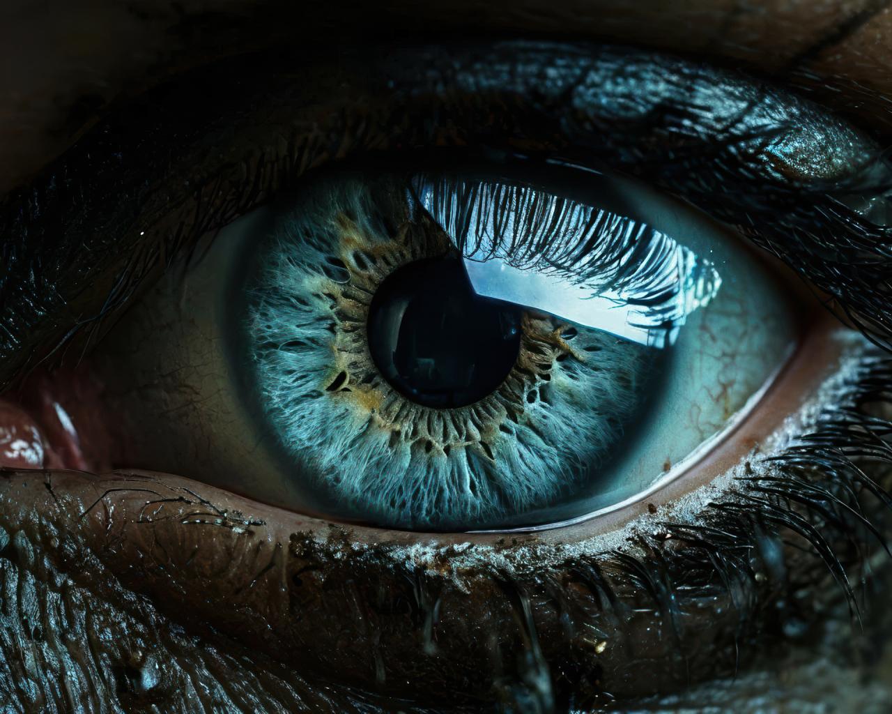 Накрашенный голубой женский глаз