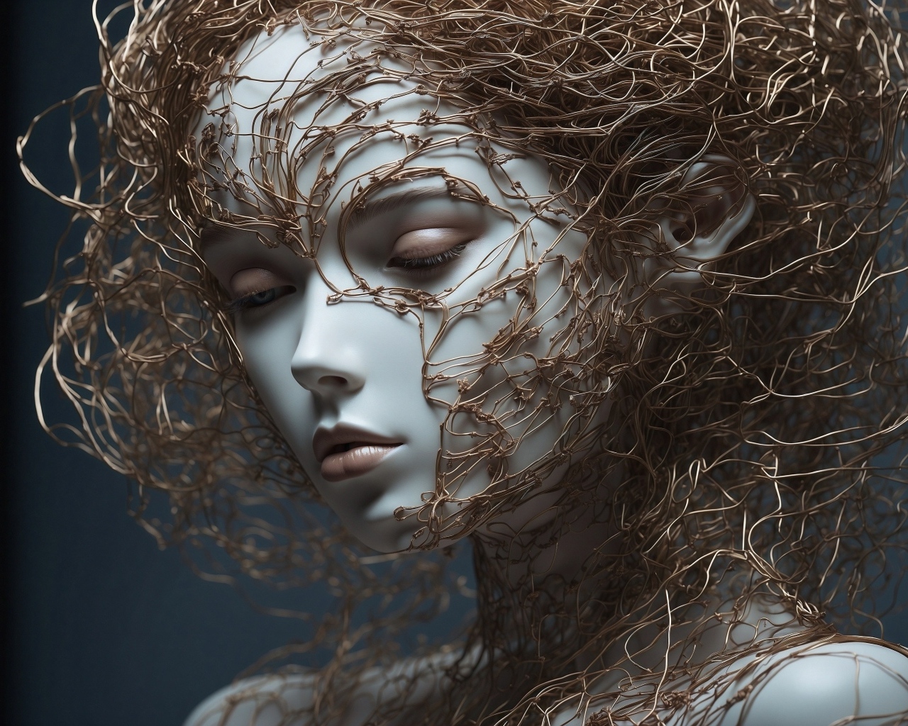 Девушка 3д покрыта сетями