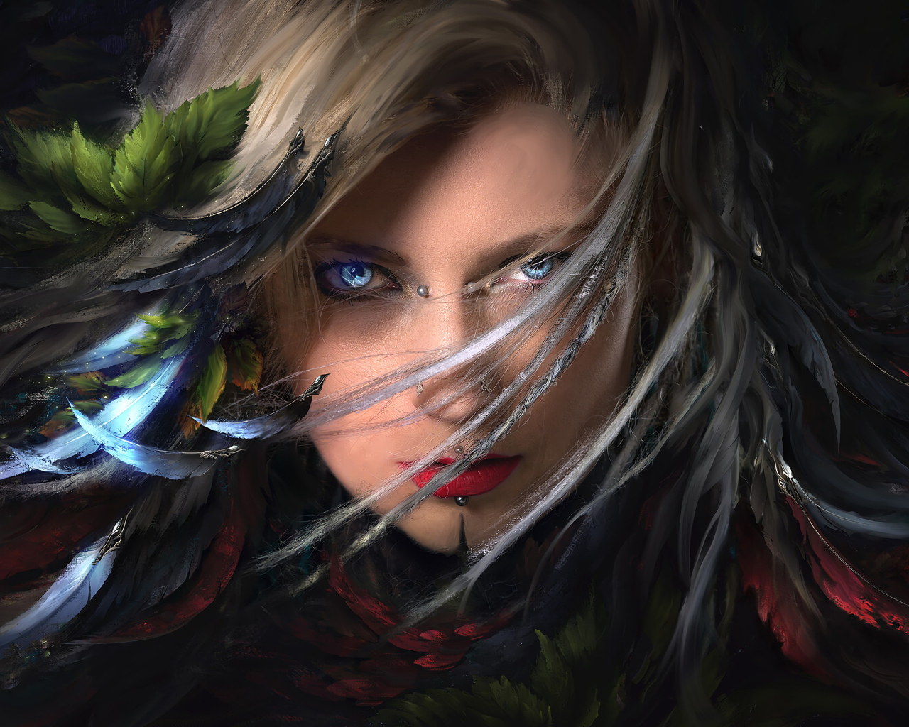 Красивая девушка со светящимися голубыми глазами