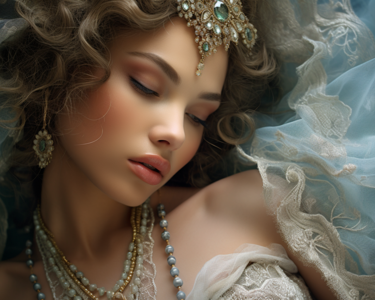Красивая девушка принцесса с украшениями