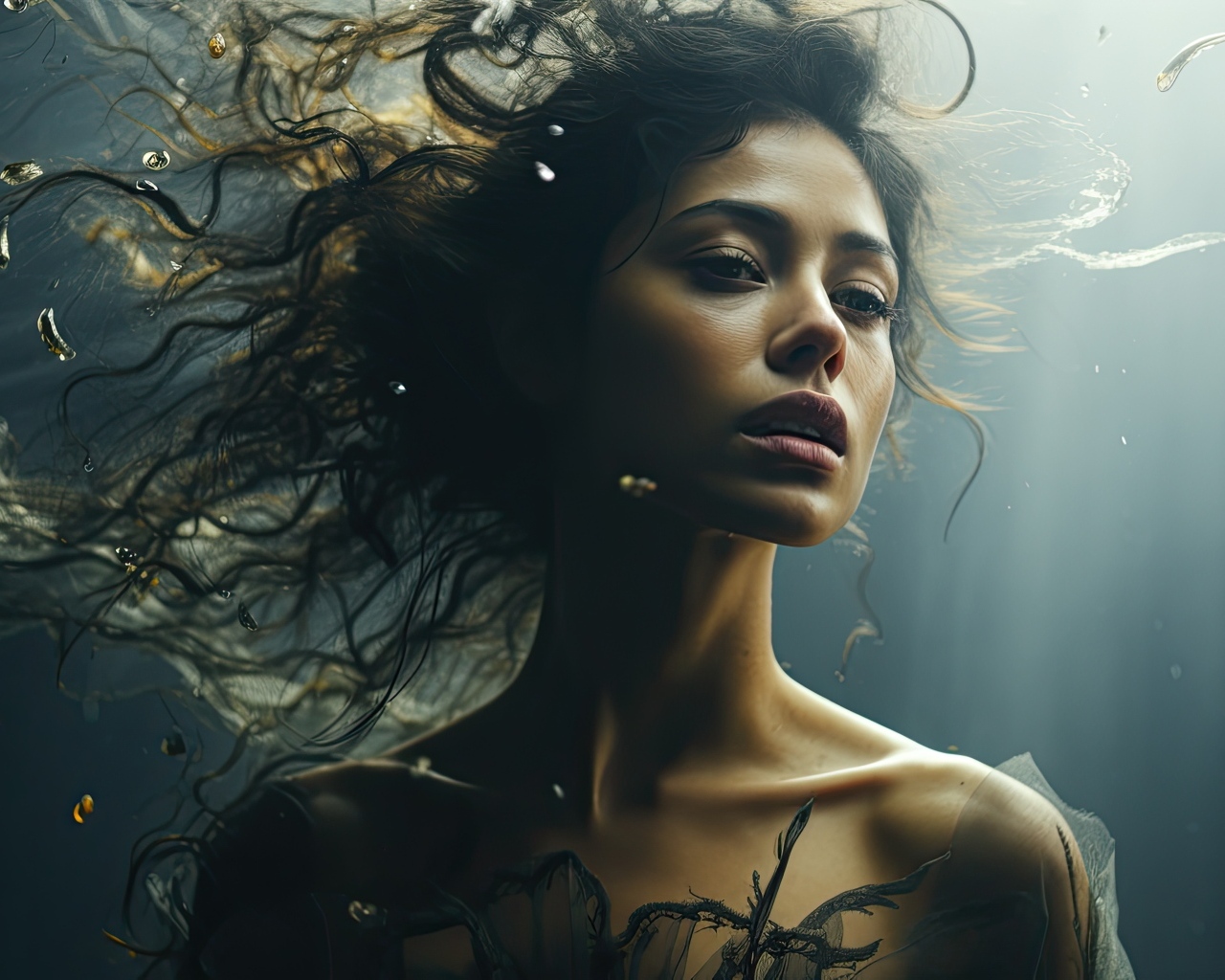 Ветер развивает волосы красивой девушки