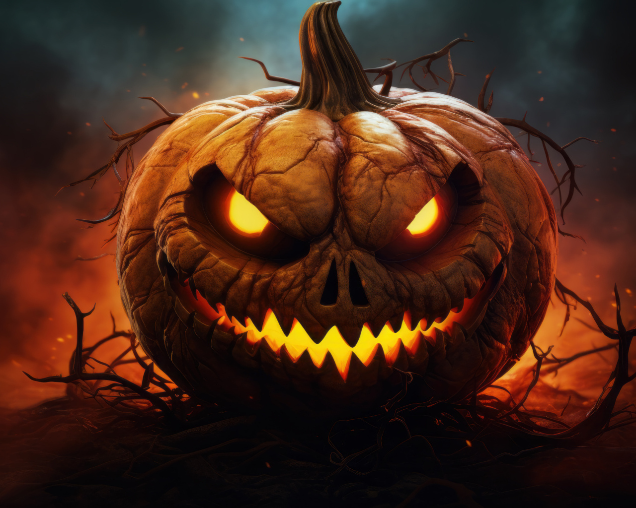Яростная тыква демон на Хэллоуин