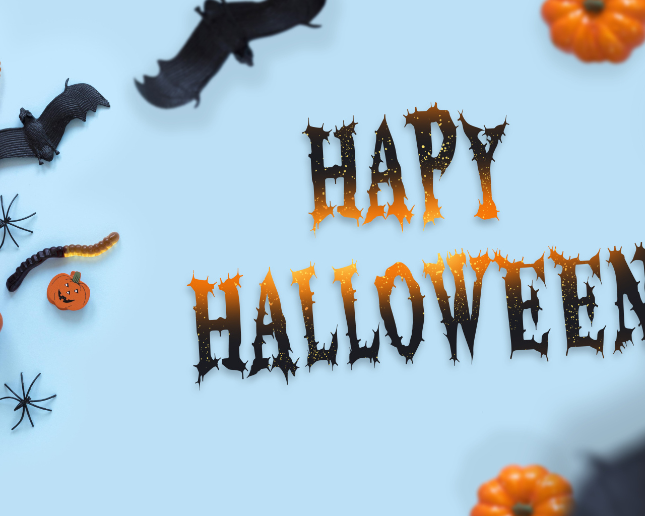 Баннер на Хэллоуин на голубом фоне