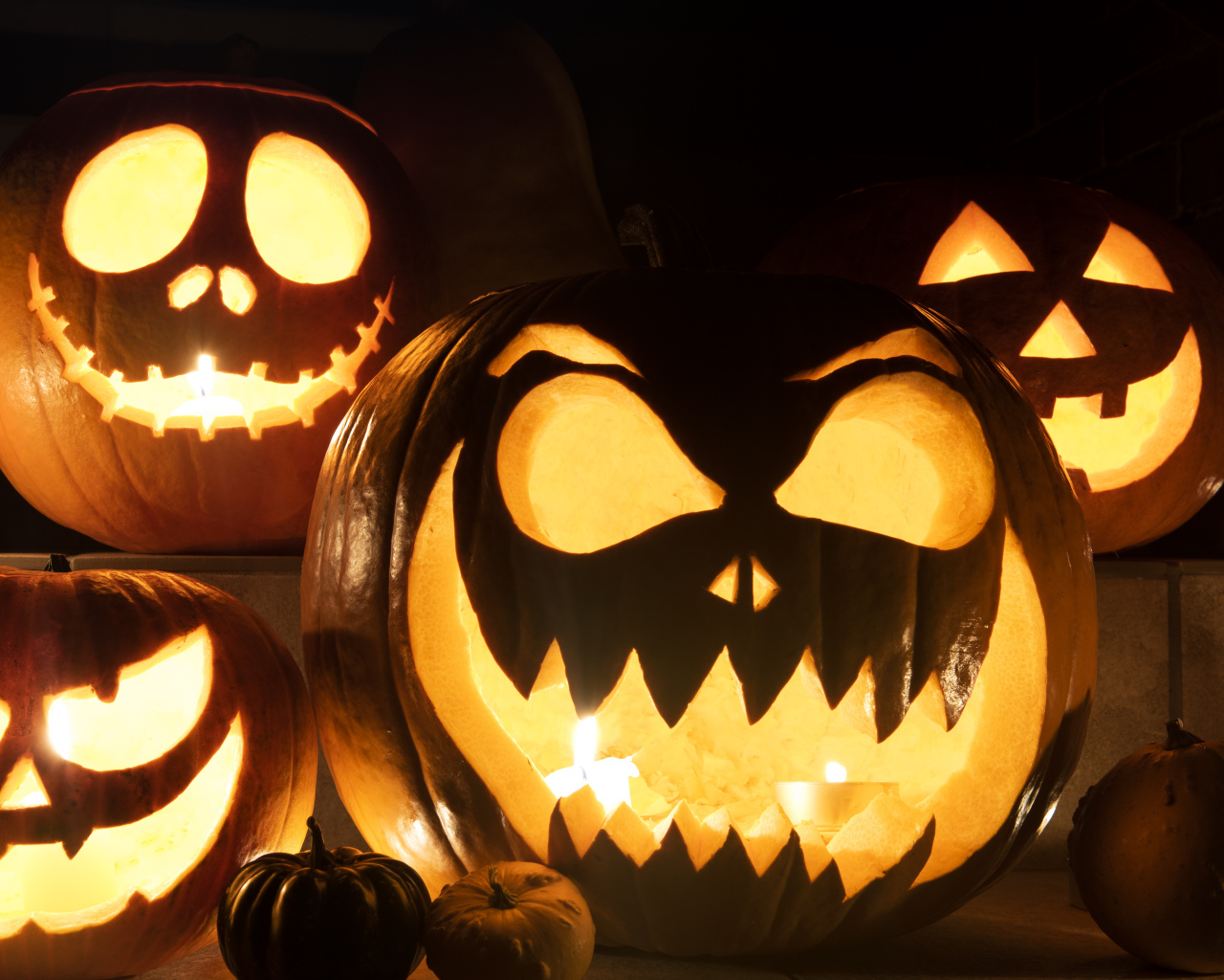 Жуткие тыквы фонари на праздник Хэллоуин