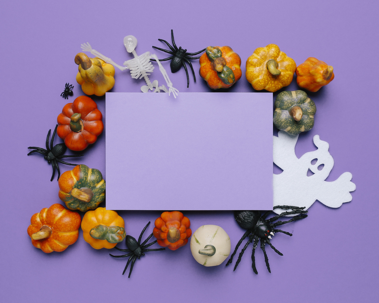 Шаблон с декором для поздравительной открытки на Хеллоуин 