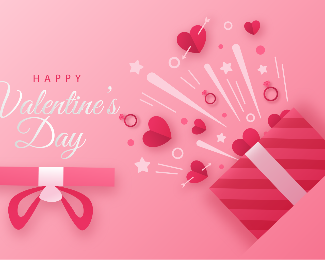 Розовая открытка на праздник Влюбленных