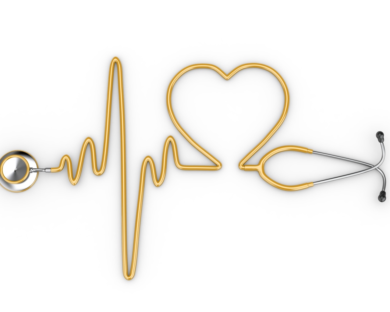 Кардиограмма со стетоскопа на белом фоне