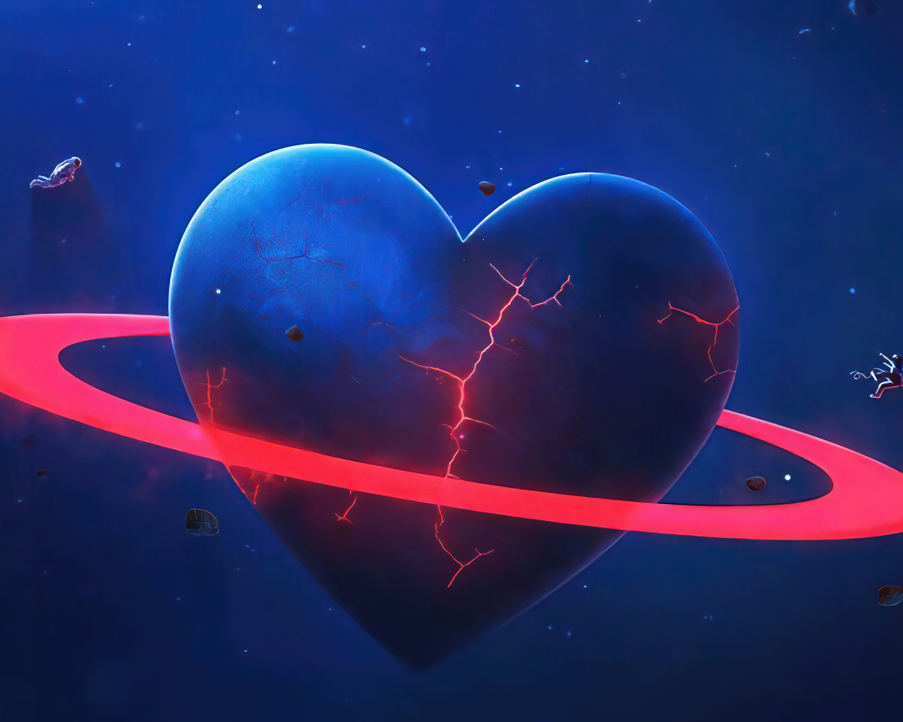 Большая планета в форме сердца с красным кругом