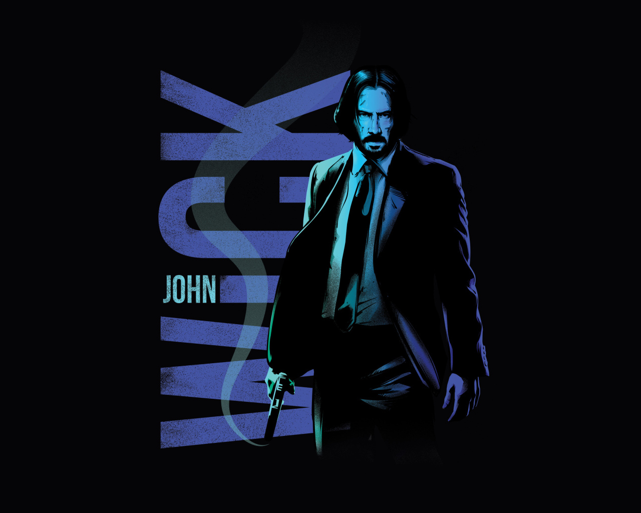 Арт постер фильма Джон Уик на черном фоне