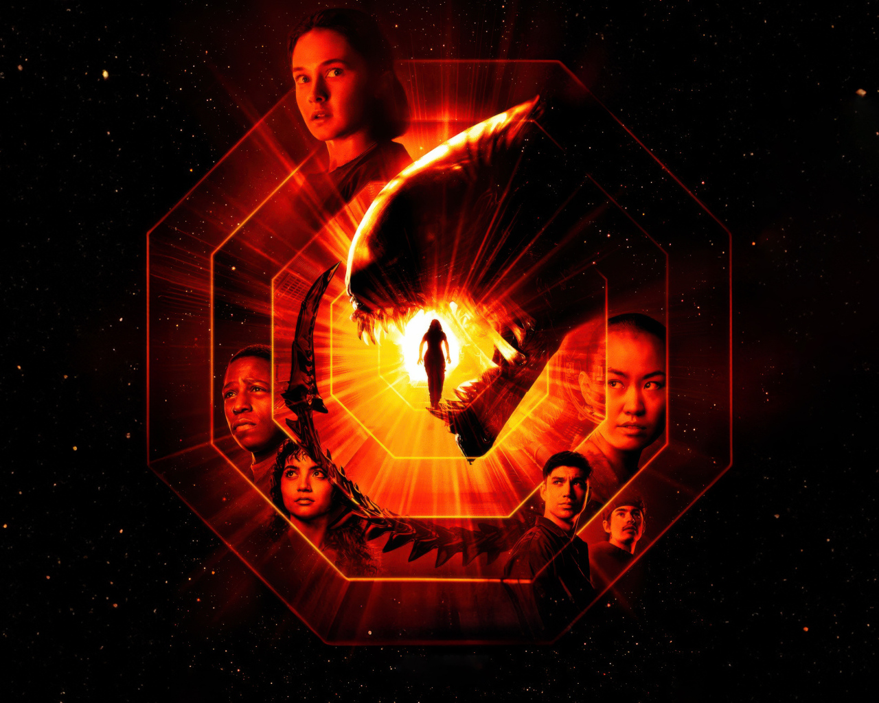 Постер фильма ужасов Чужой: Ромул с героями, 2024