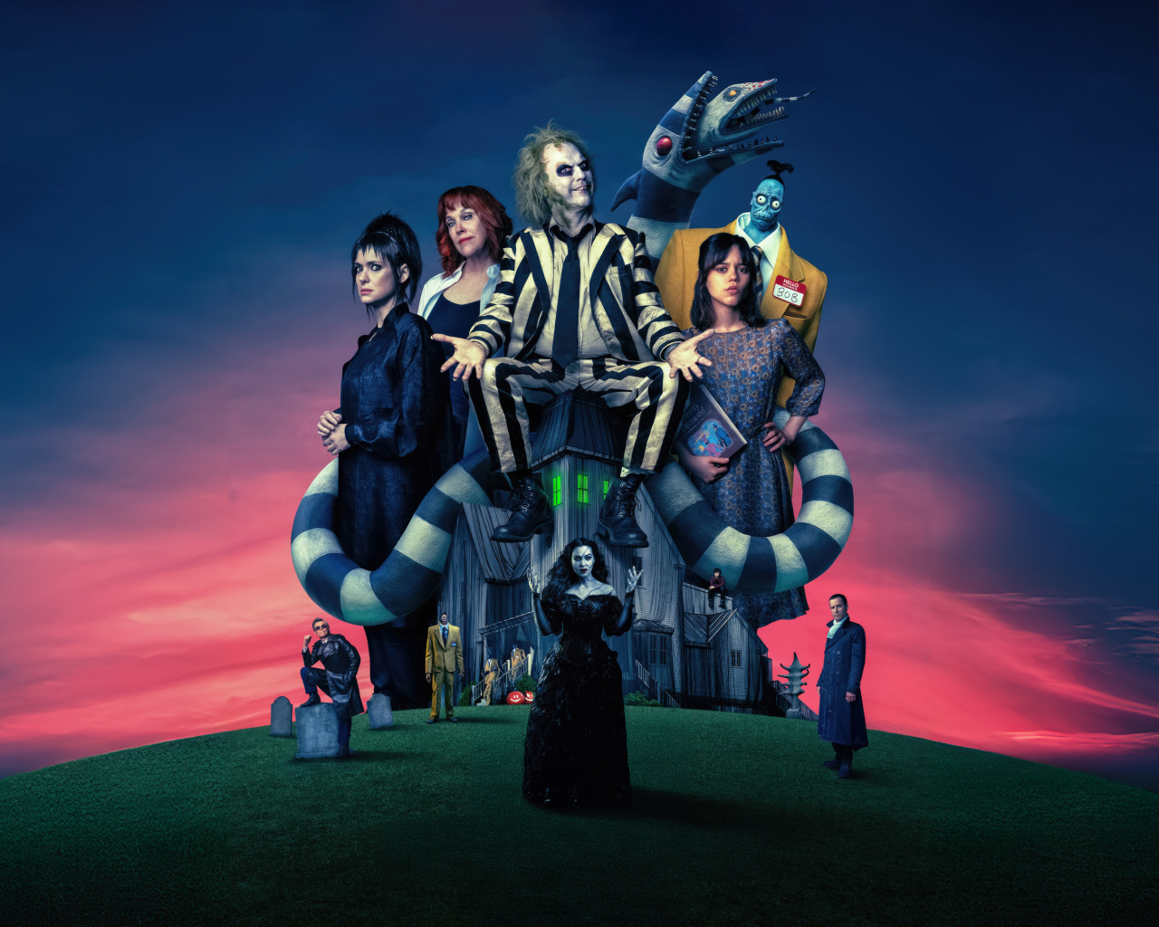 Постер нового фантастического фильма Битлджус 2, 2024