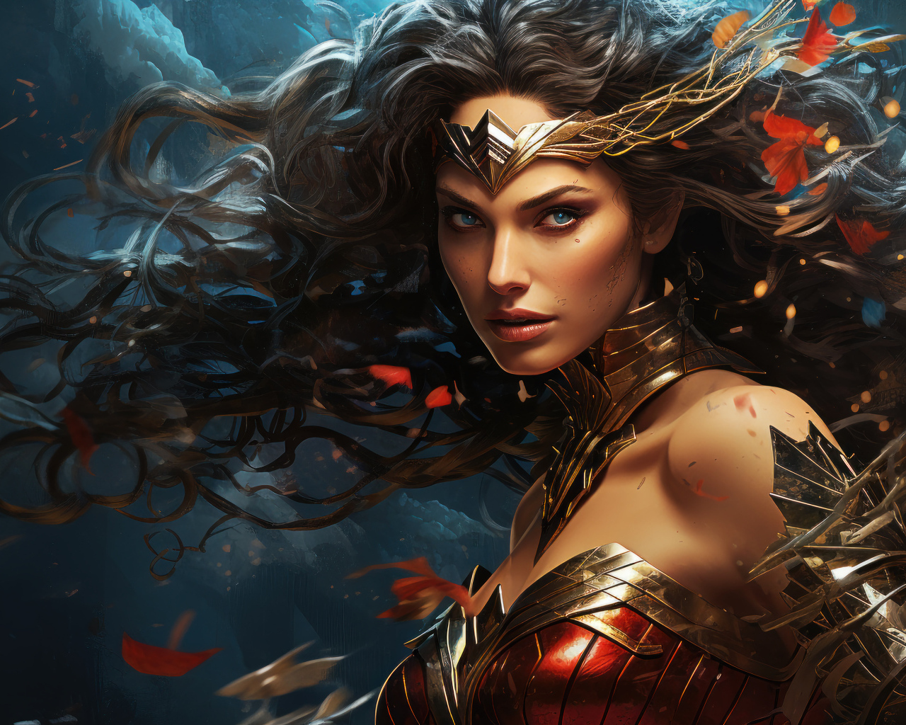 Супер женщина воин в костюме