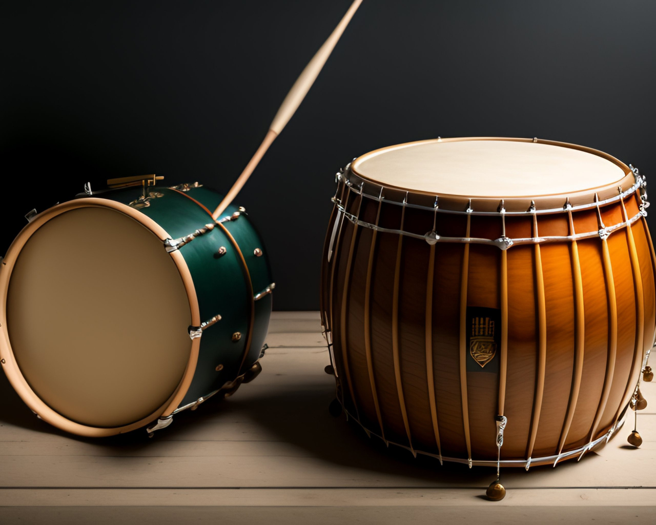 Барабаны на сером фоне