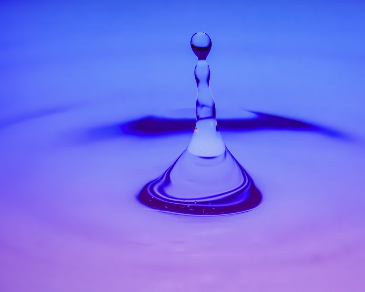 Брызги в воде на фиолетовом фоне