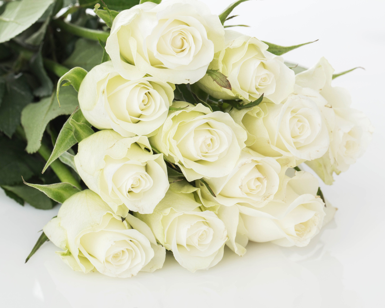 Букет шикарных белых  роз 