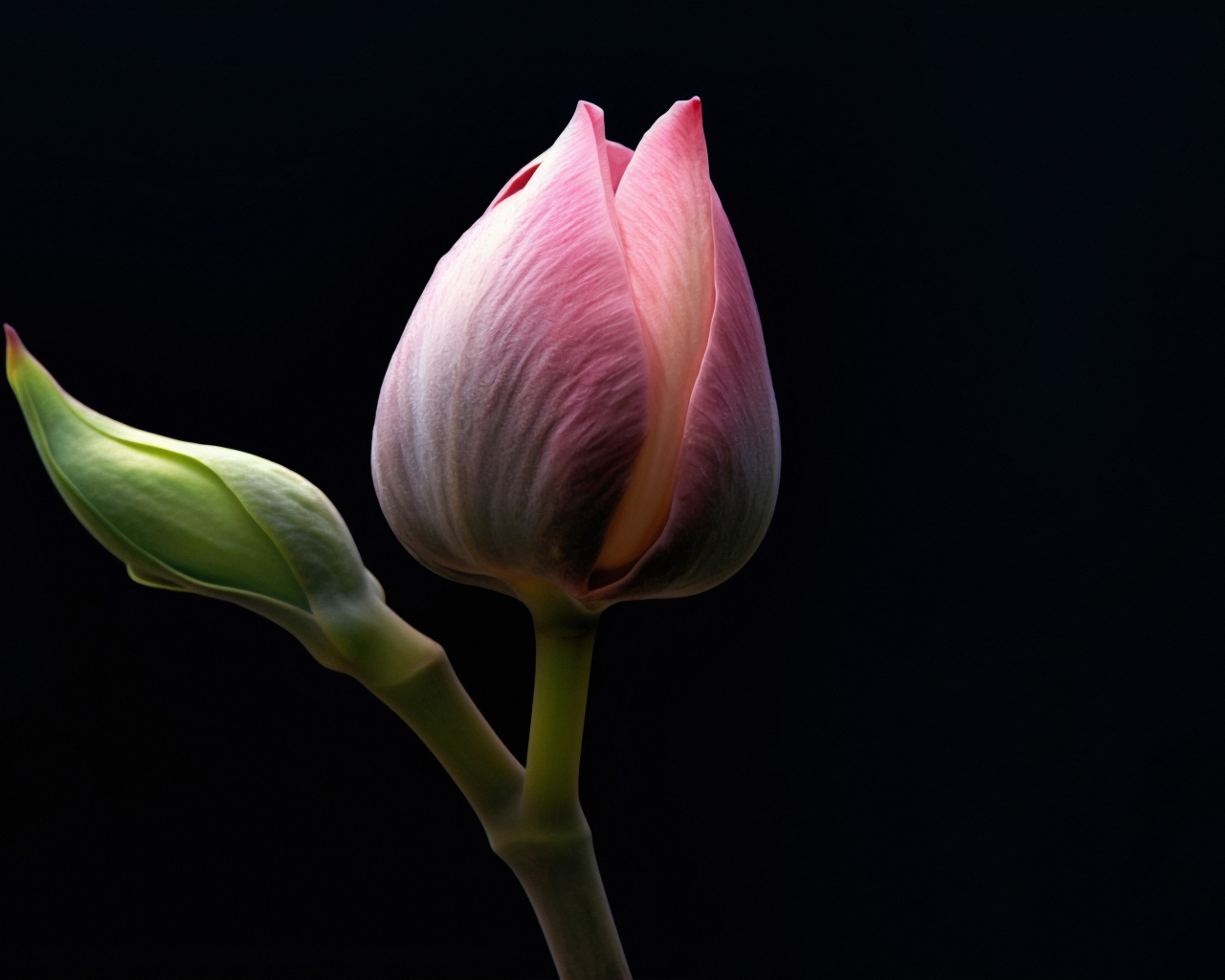 Розовых цветок лотоса на черном фоне