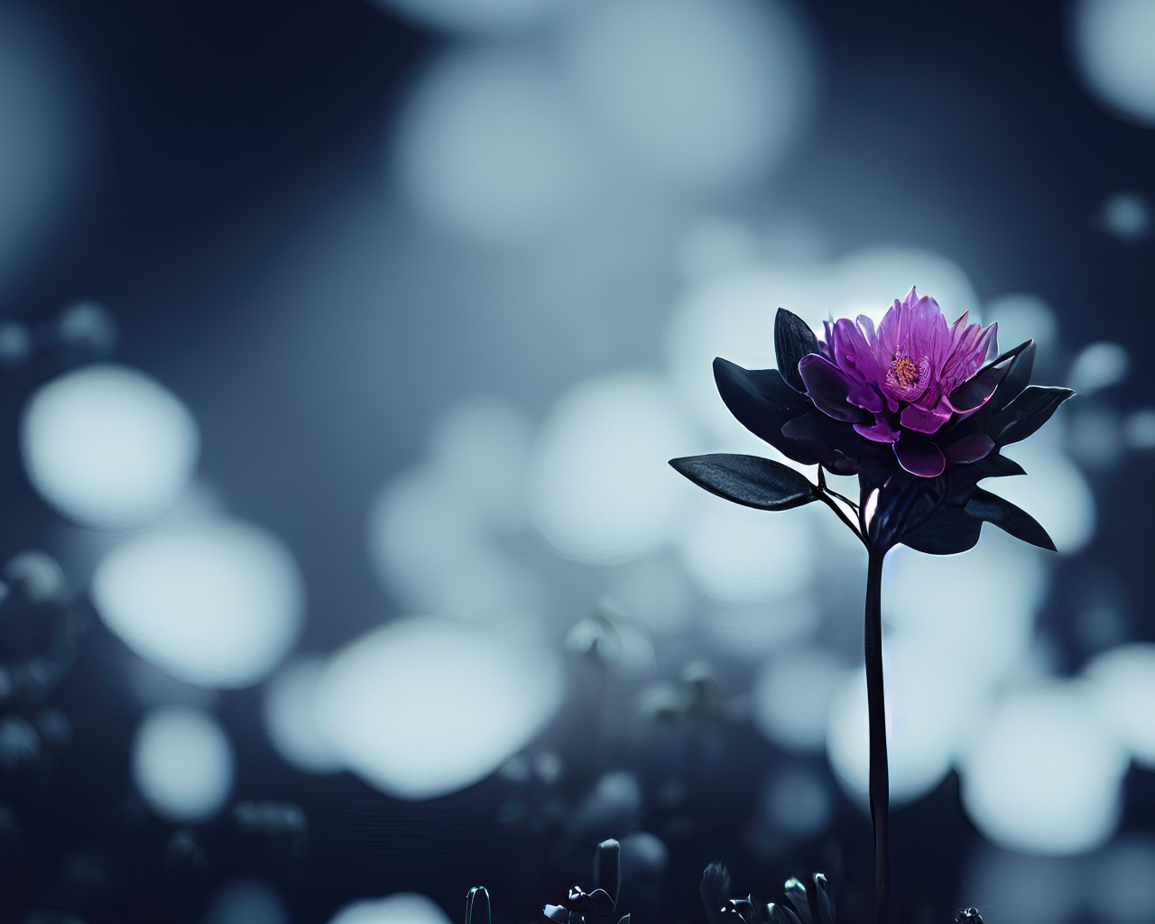 Маленький фиолетовый цветок крупным планом