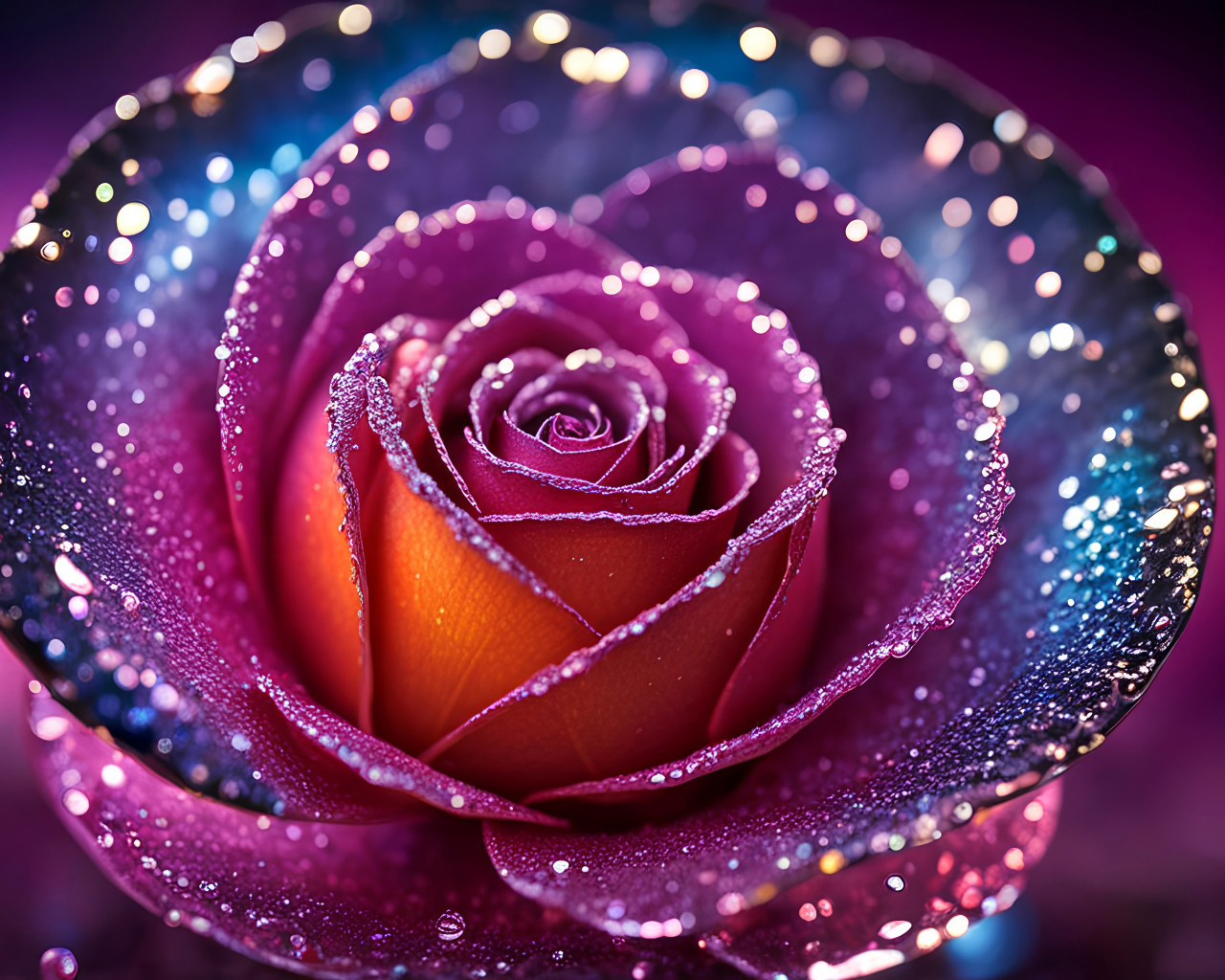 Необычная фантастическая роза с блестками