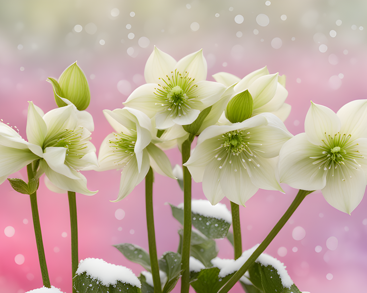 Белая рождественская роза на розовом фоне