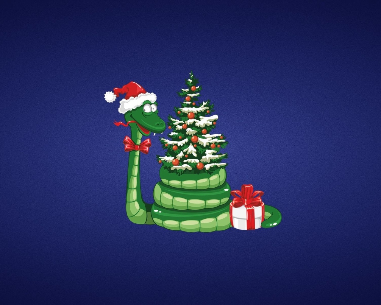 Зеленая змея с елкой на новый год 2025