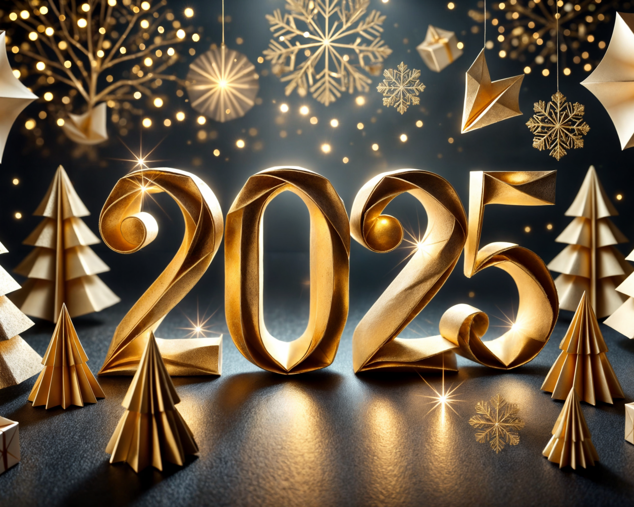 Оригами с цифрами 2025 на Новый год