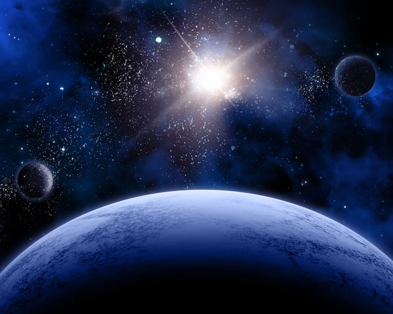 Яркая вспышка в космосе на фоне планеты Земля