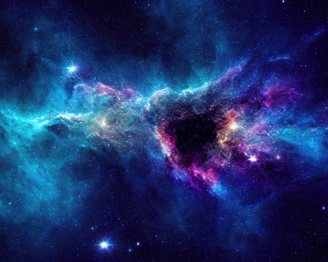 Яркая космическая туманность со звездами