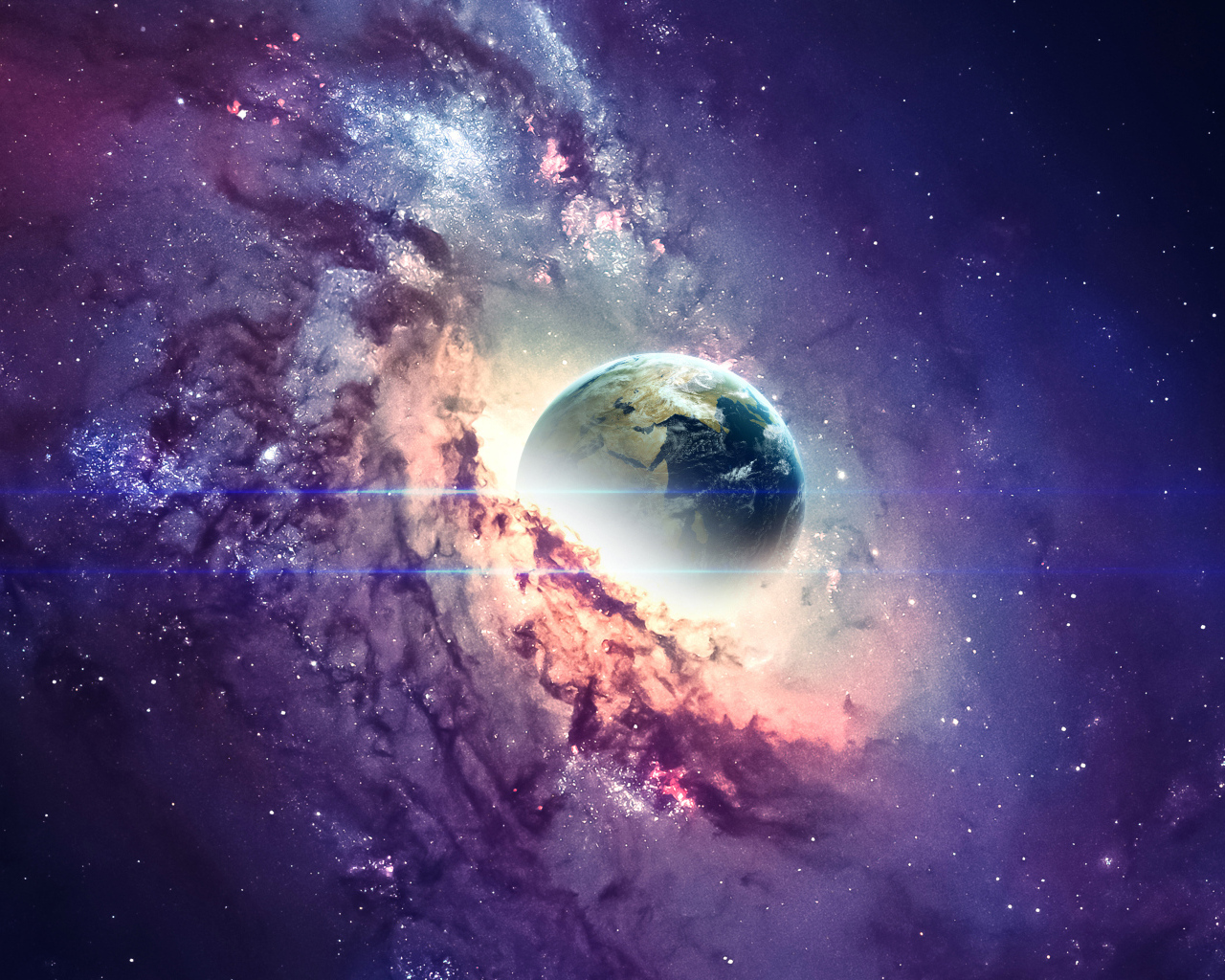 Большая планета Земля попадает в космическую дыру