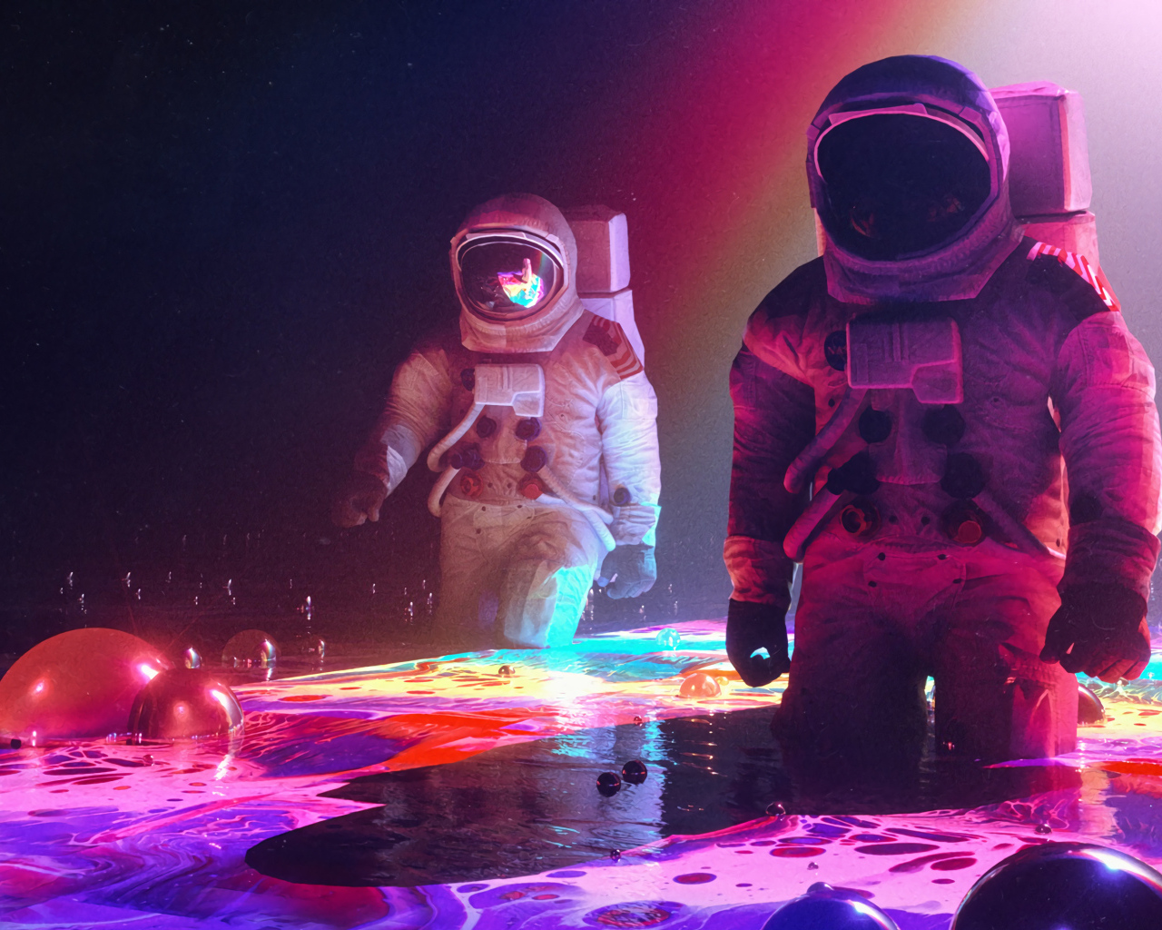 Два астронавта на поверхности планеты