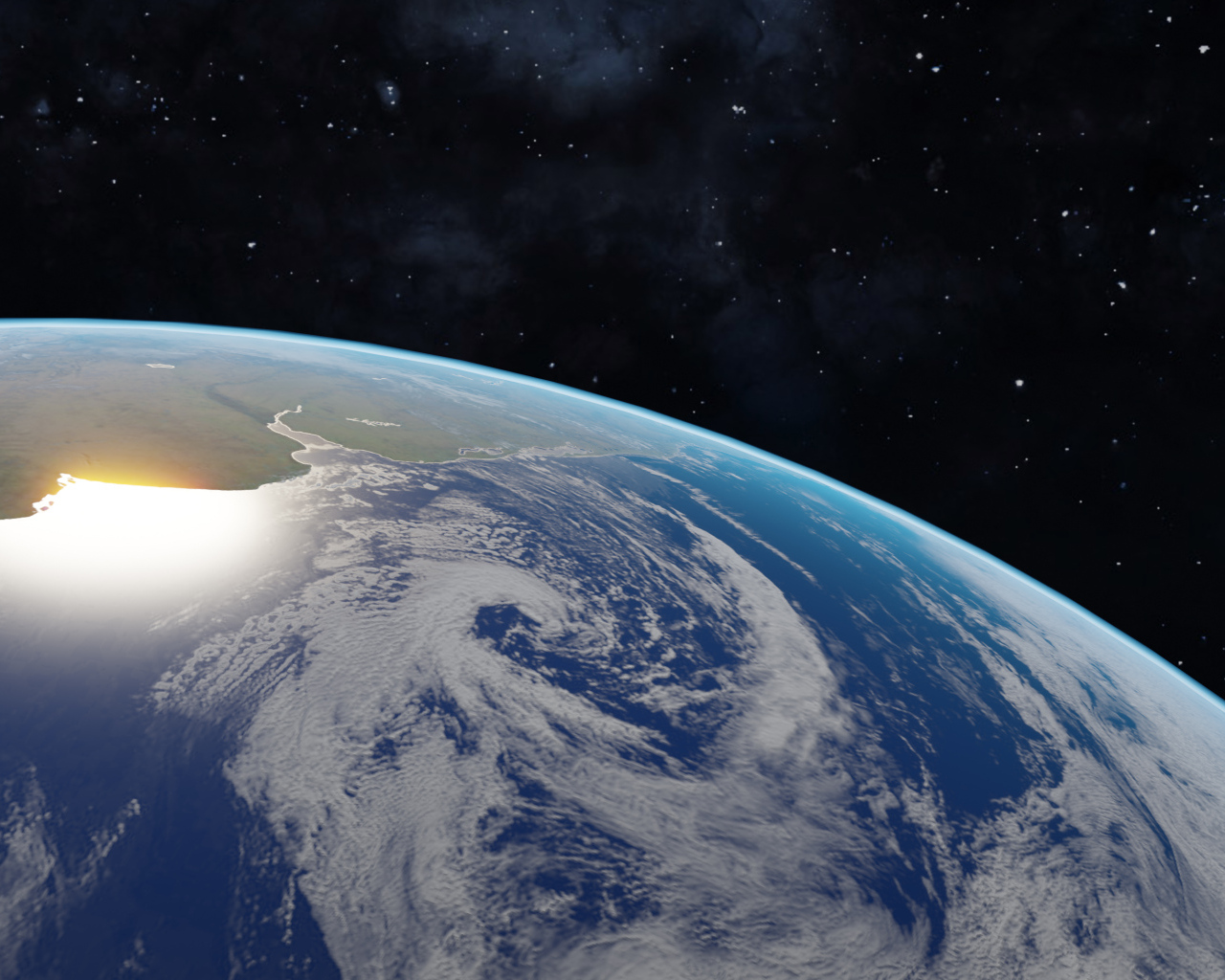 Вид на голубую планету Землю с темного космоса