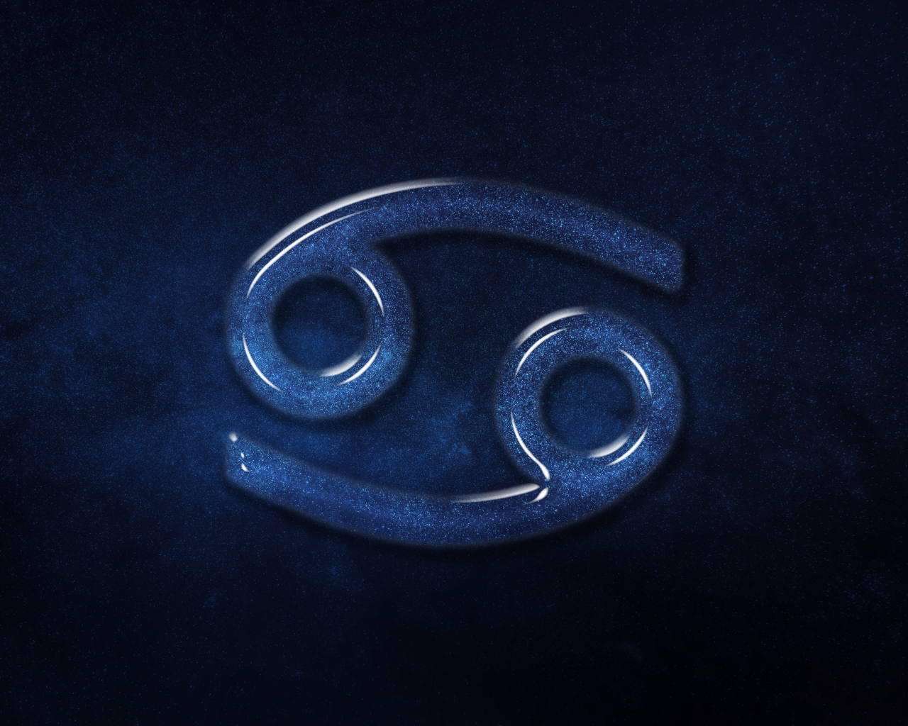 Синий блестящий знак зодиака рак