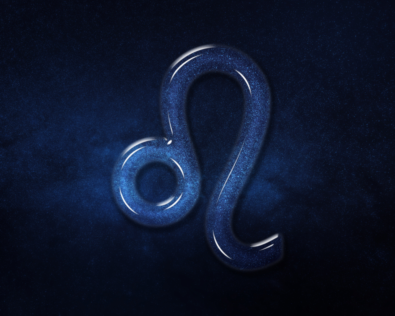 Синий блестящий знак зодиака лев