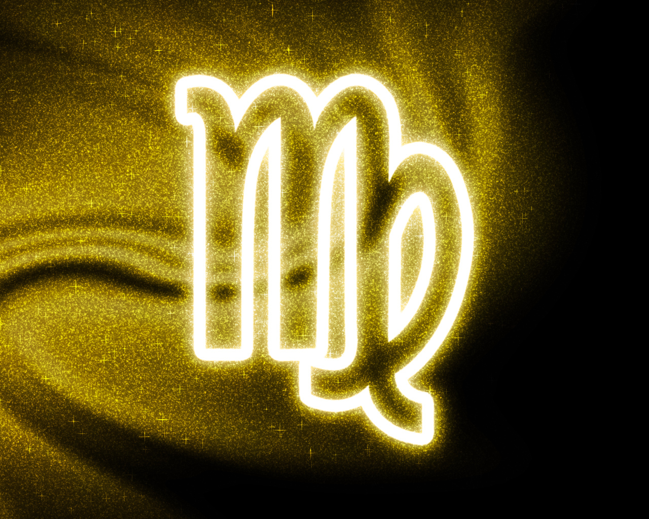 Золотистая пыль со знаком зодиака дева на черном фоне