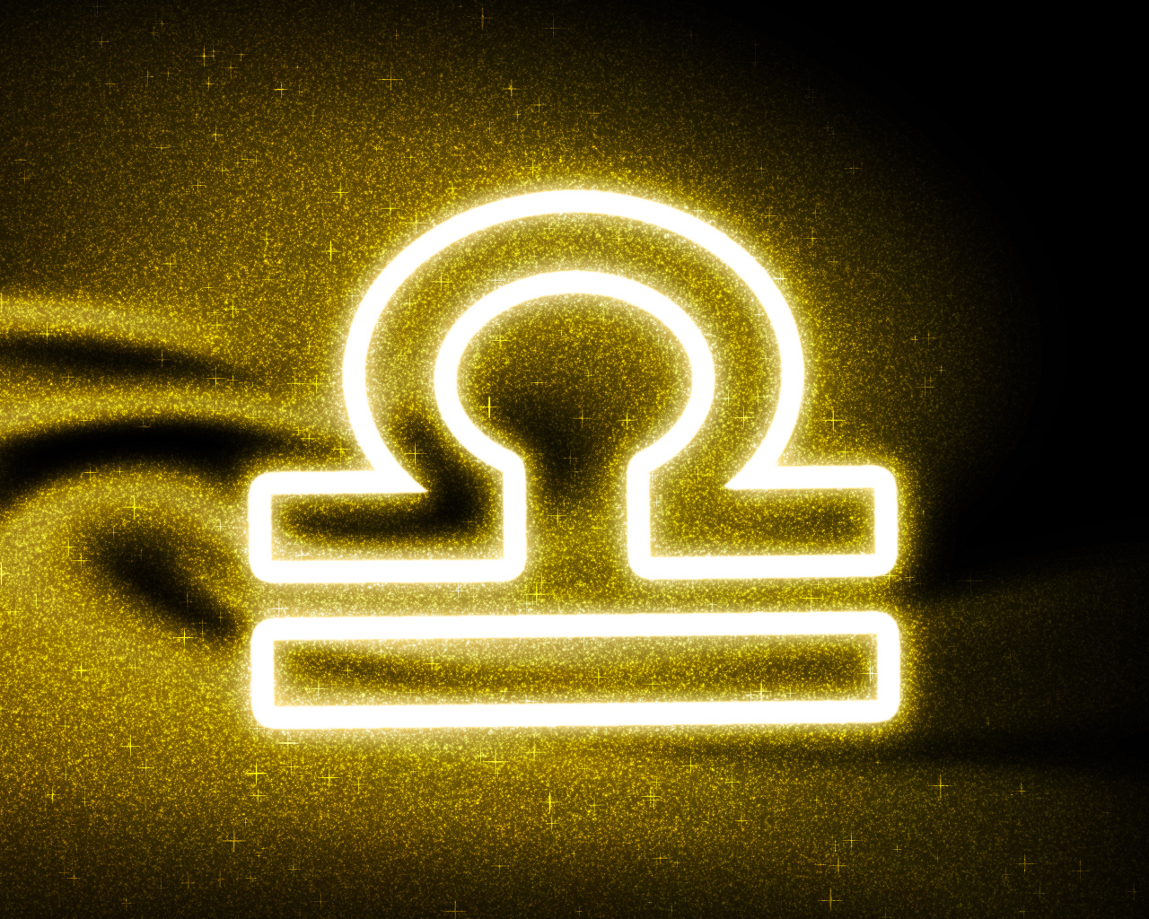 Золотистая пыль со знаком зодиака весы на черном фоне