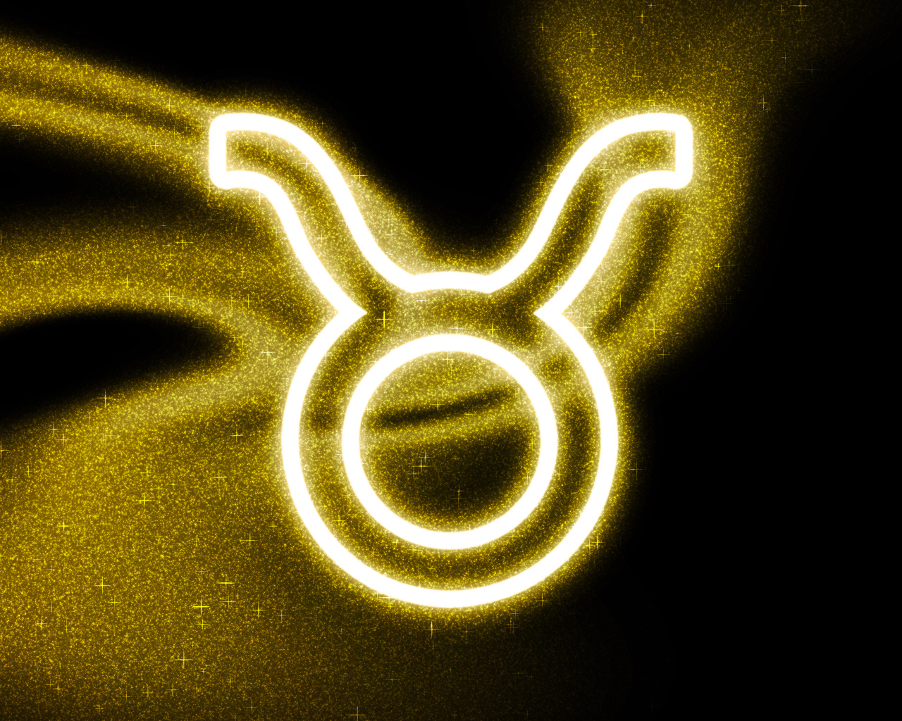 Золотистая пыль со знаком зодиака телец на черном фоне