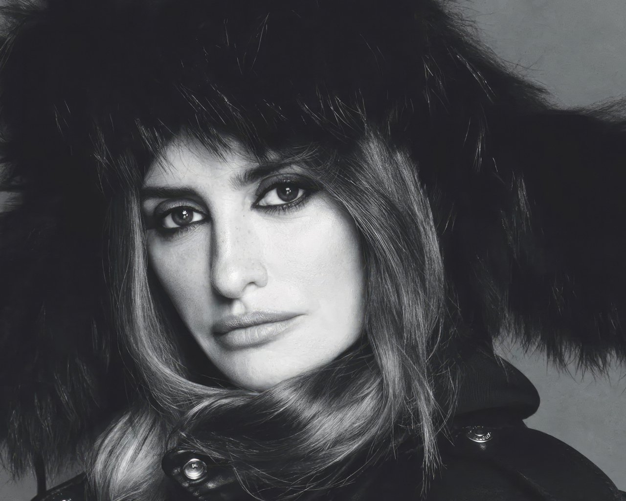 Актриса Пенелопа Крус в меховой шапке