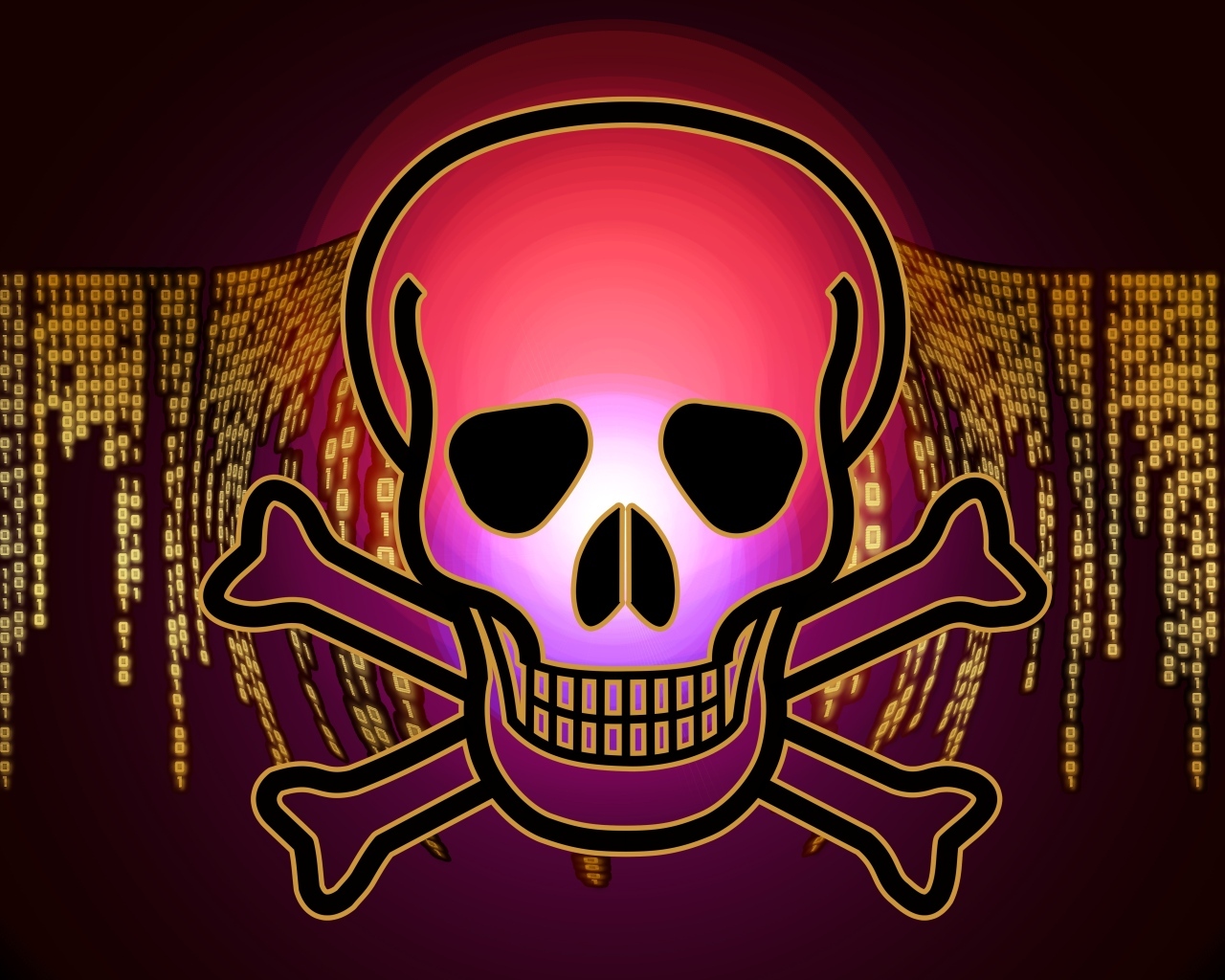 Череп вирус на бинарном коде