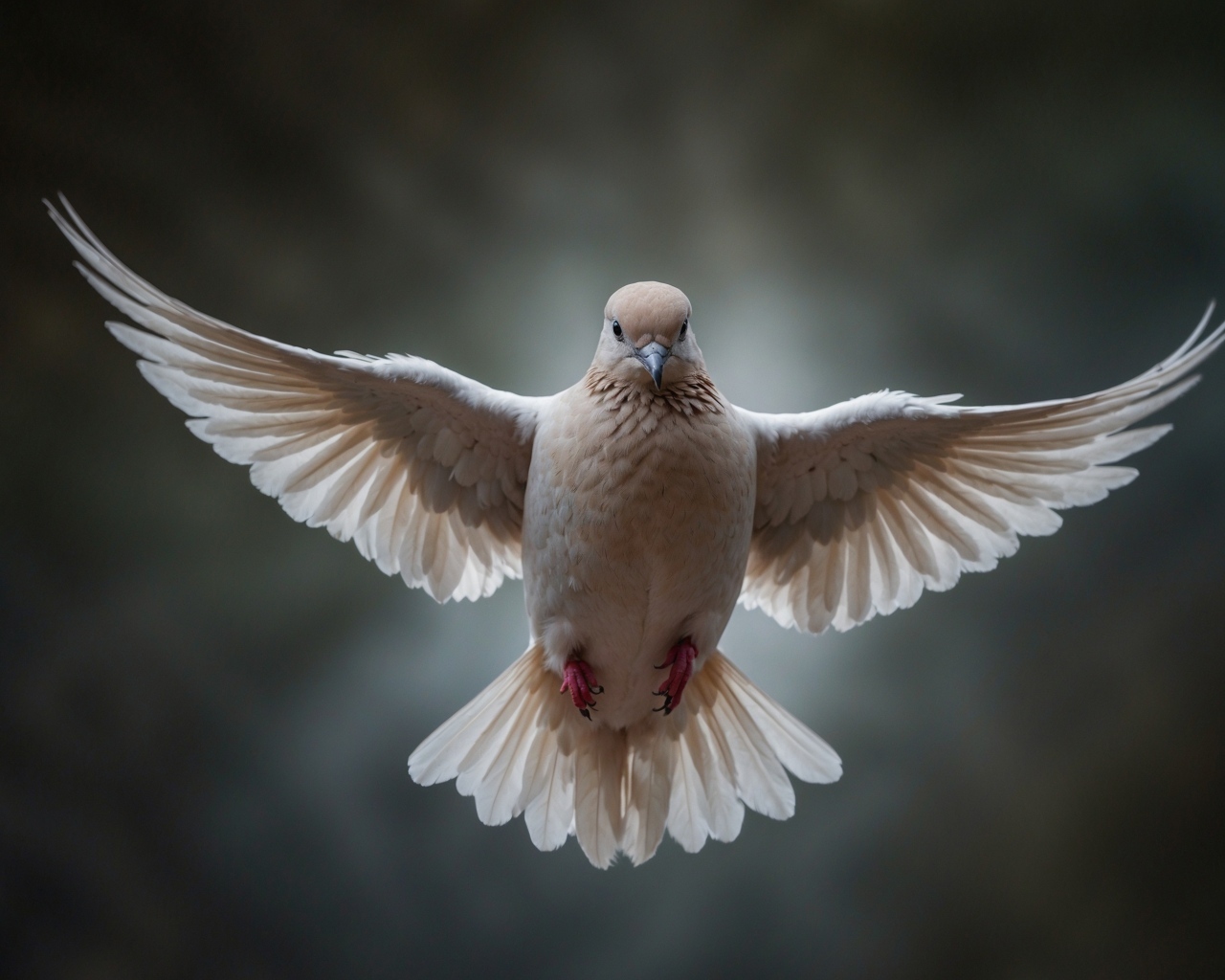 Голубь расправил крылья в полете
