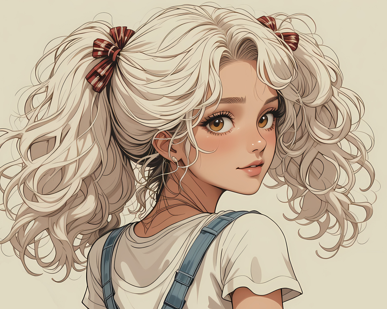 Девушка аниме с белыми волосами