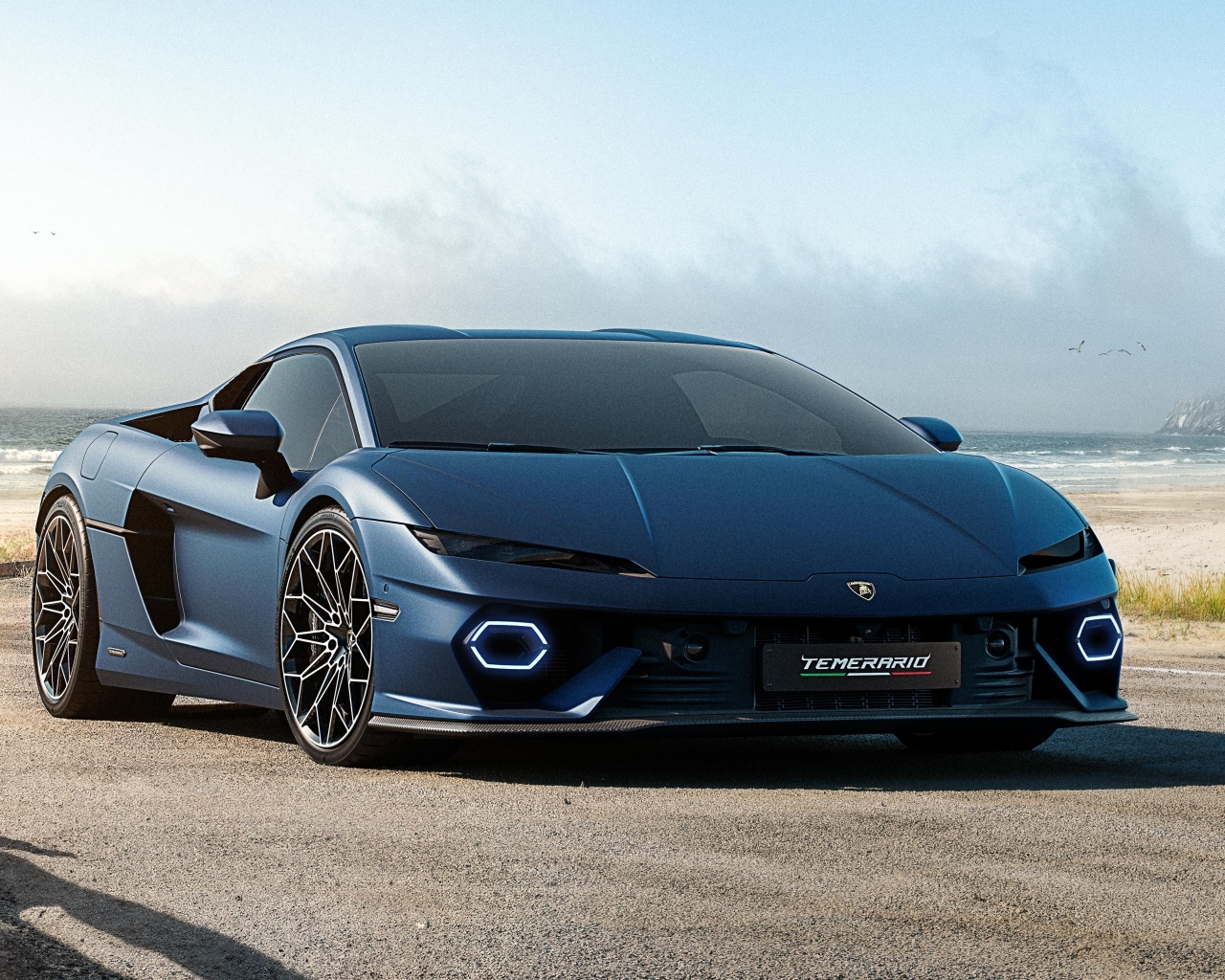 Автомобиль Lamborghini Temerario у моря
