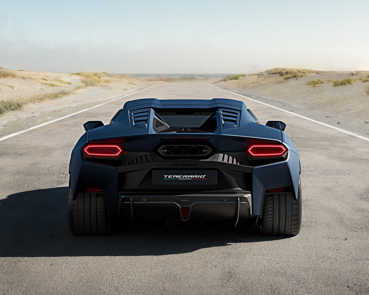 Вид сзади на автомобиль Lamborghini Temerario