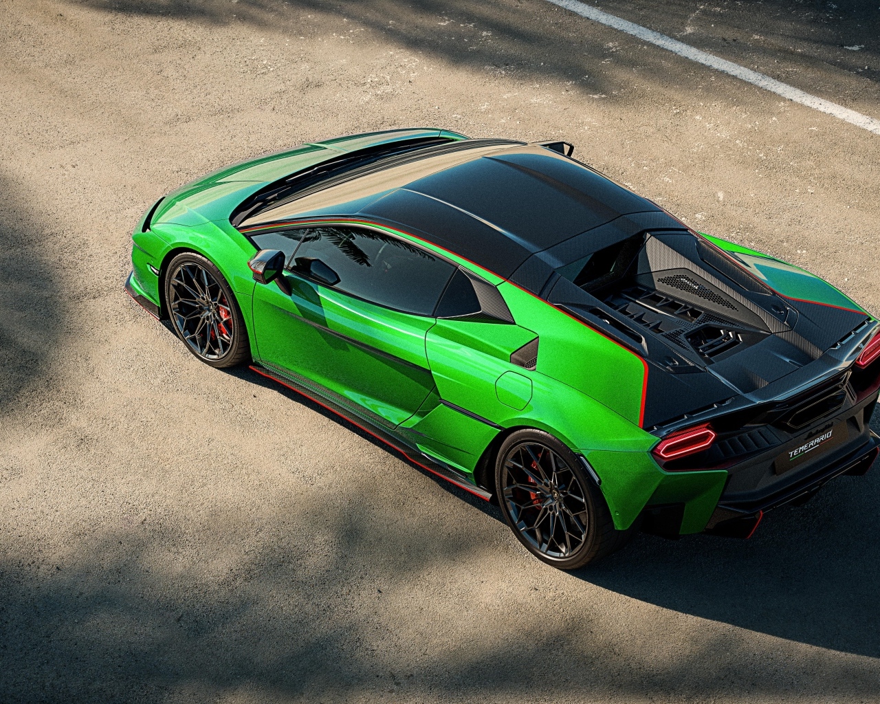 Вид сверху на автомобиль Lamborghini Temerario Alleggerita 2024 года